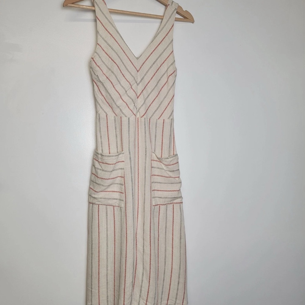 Monteau Tan and Cream Sleeveless V-Neck Sundress